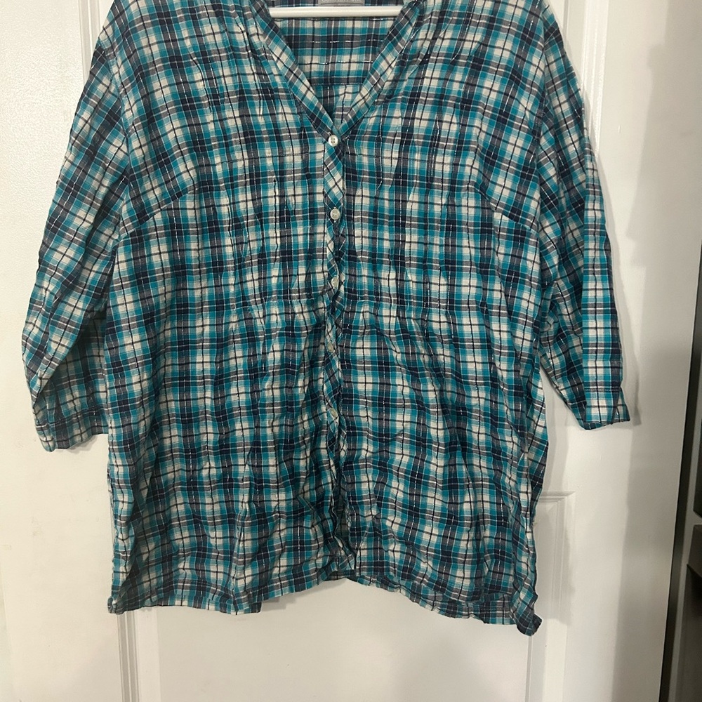 Blue and light blue button down blouse